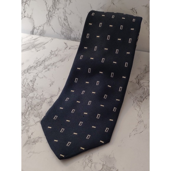 Canali Blue Geometric Woven Silk Tie Hand Made in Italy - Picture 1 of 7